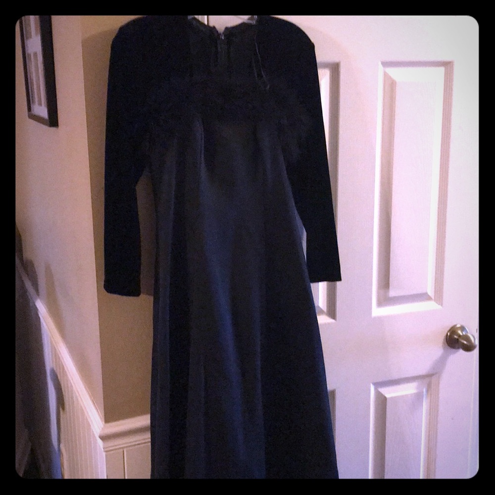 Black furry dress on top